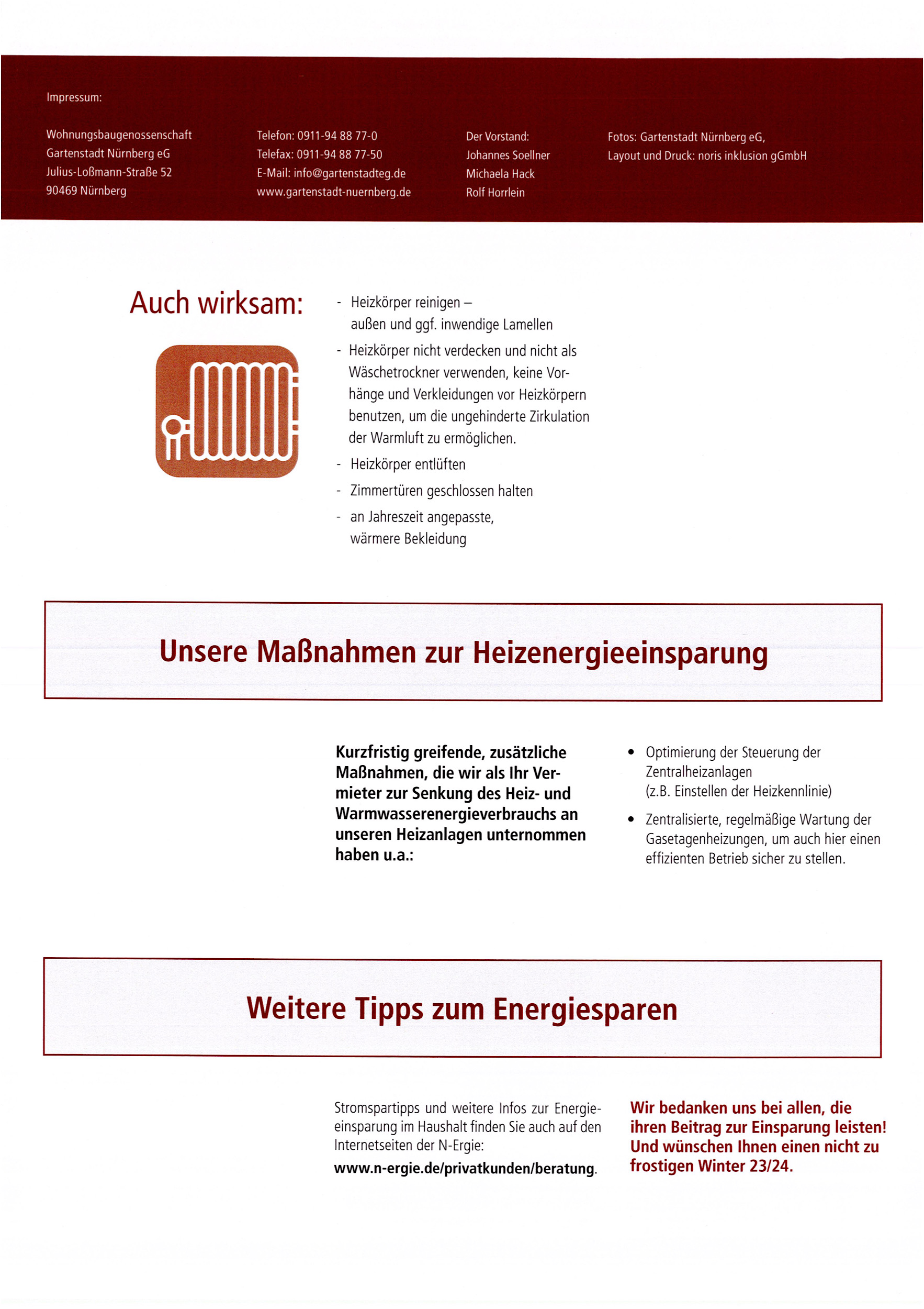 Maßnahmen zur Heizenergieeinsparung und weitere Tipps zum Energiesparen